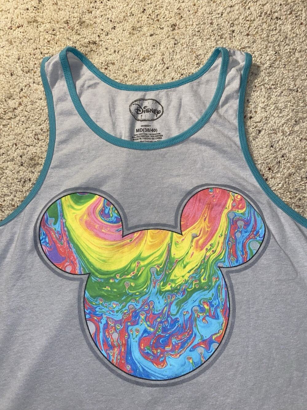 Disney Mickey Mouse Adult Medium Tie Dye Summer Tank Top Colors School Shirt